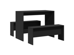 Conjunto 3 Juego De Mesa Y Banco De Comedor VIDAXL Negro Madera contrachapada (97x47x75 cm)