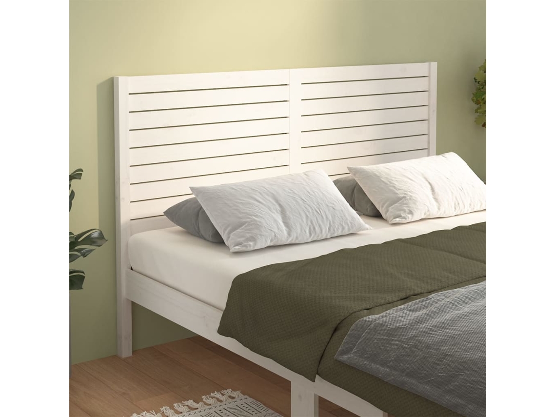 Cabecero De Cama Madera Maciza De Pino Blanco 126x4x100 Cm