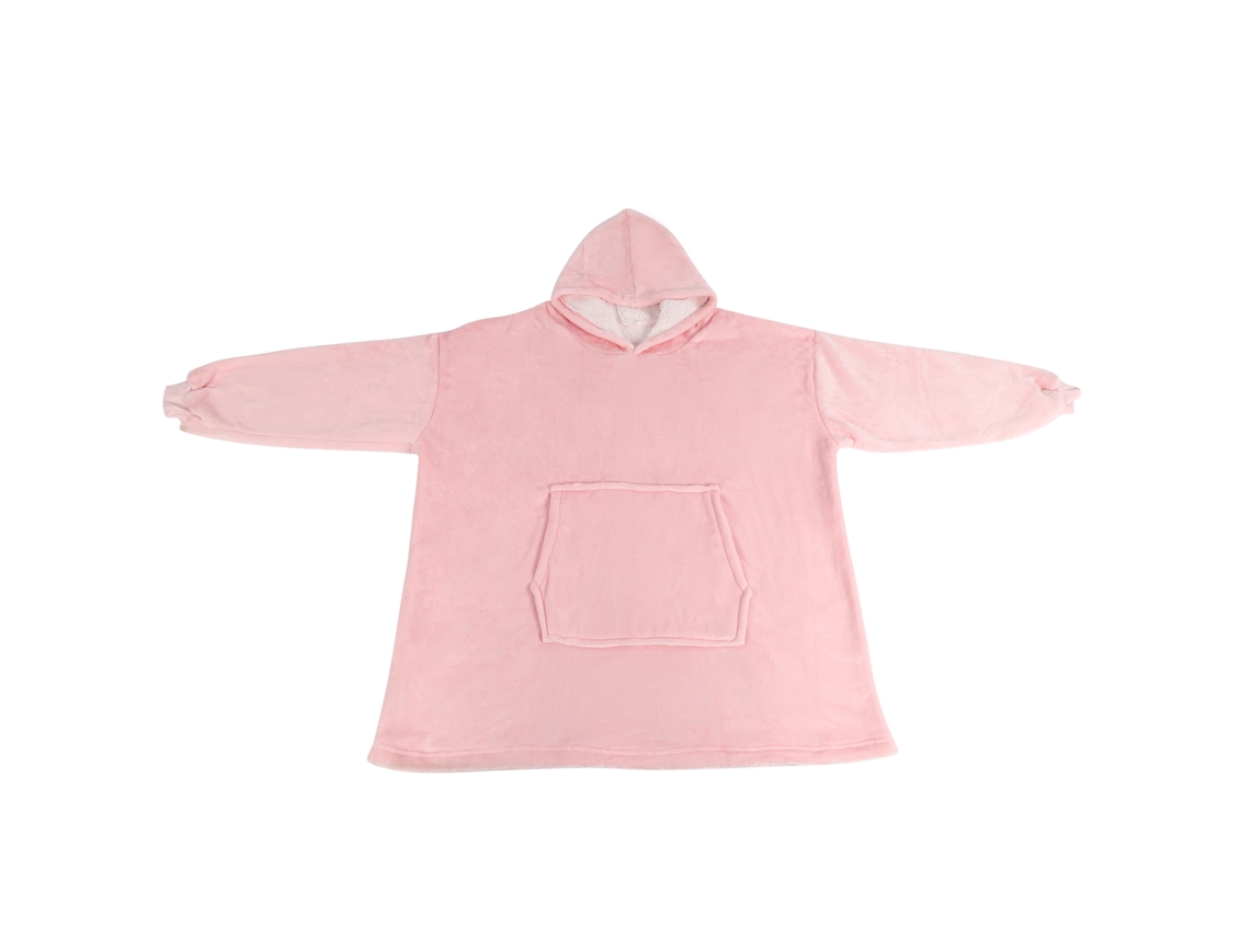 Manta Con Capucha Extragrande, De Franela Polar, Manta Cálida Con Bolsillo, Talla Única, Rosa.