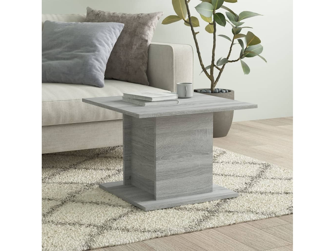 Mesa de Centro de Apoyo 55,5X55,5X40 cm en Contrachapado Roble Sonoma Gris