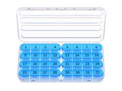 Organizador De Pastillas Chrui 31 Días 1 Vez Al Día Para Viaje Sin Bpa (azul)