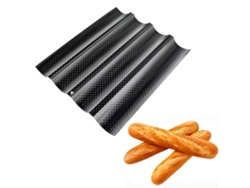 Bandeja de horno perforada de acero al carbono antiadherente para pan francés, con forma de baguette, para 2/3/4 panes.