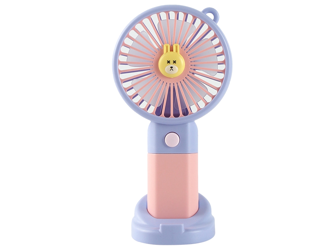 Bonito ventilador de escritorio portátil recargable con diseño de dibujos animados para estudiantes.
