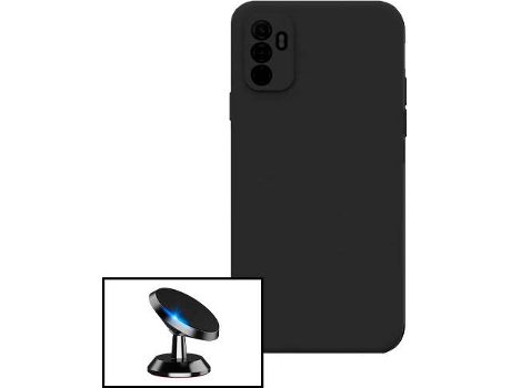 Kit Soporte Magnético de Coche + Carcasa Silicona Líquido para Oppo Reno5 Z PHONECARE Negro