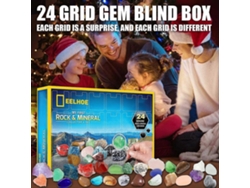 Caja de regalo navideña Eelhoe Blue Magic Ore con cuenta regresiva de 24 días, regalo sorpresa navideño Hengjian