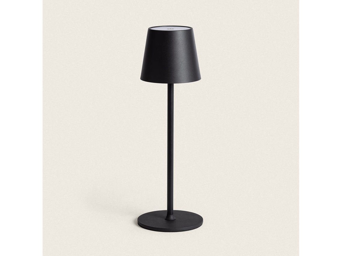 LEDKIA Lámpara de Mesa LED 3W Portátil de Metal con Batería USB Recargable Anisa Negro Tª