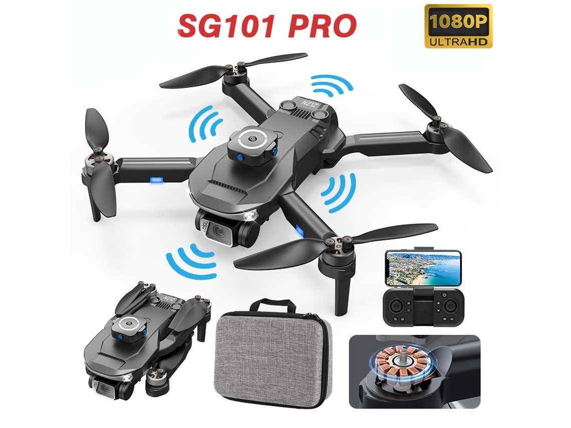 Dron de control remoto Bestvite SG101pro (1080p, 15 minutos de duración de la batería, negro)