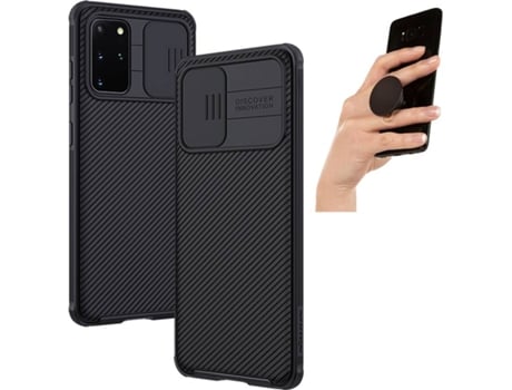 Carcasa y Popsocket Samsung S20 Plus Camshield Nillkin Negro