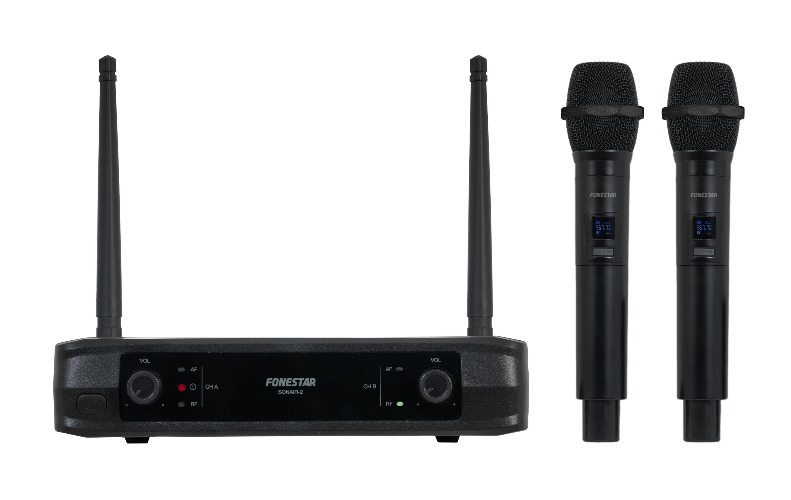 Micrófono Inalámbrico Doble Mano Uhf FONESTAR Sonair-2M/ Incluye Receptor