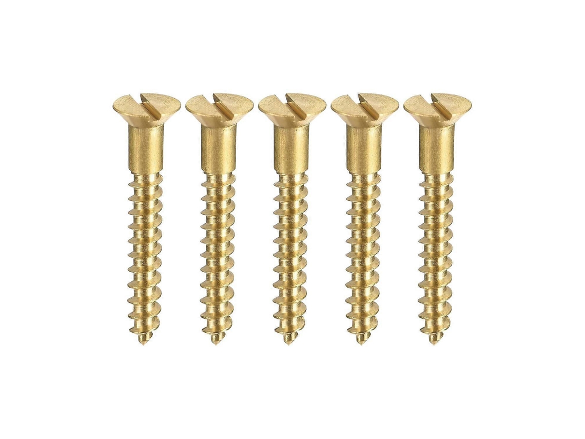 100 Tornillos De Madera De Latón De Cabeza Plana Ranurada M3.5 X 25mm Para Construcción, Industria Y Marino