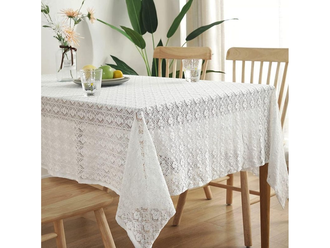 2026-mantel De Mesa De Encaje Blanco Con Bordado Floral Para Fiestas Y Dinners (59x70 Pulgadas)