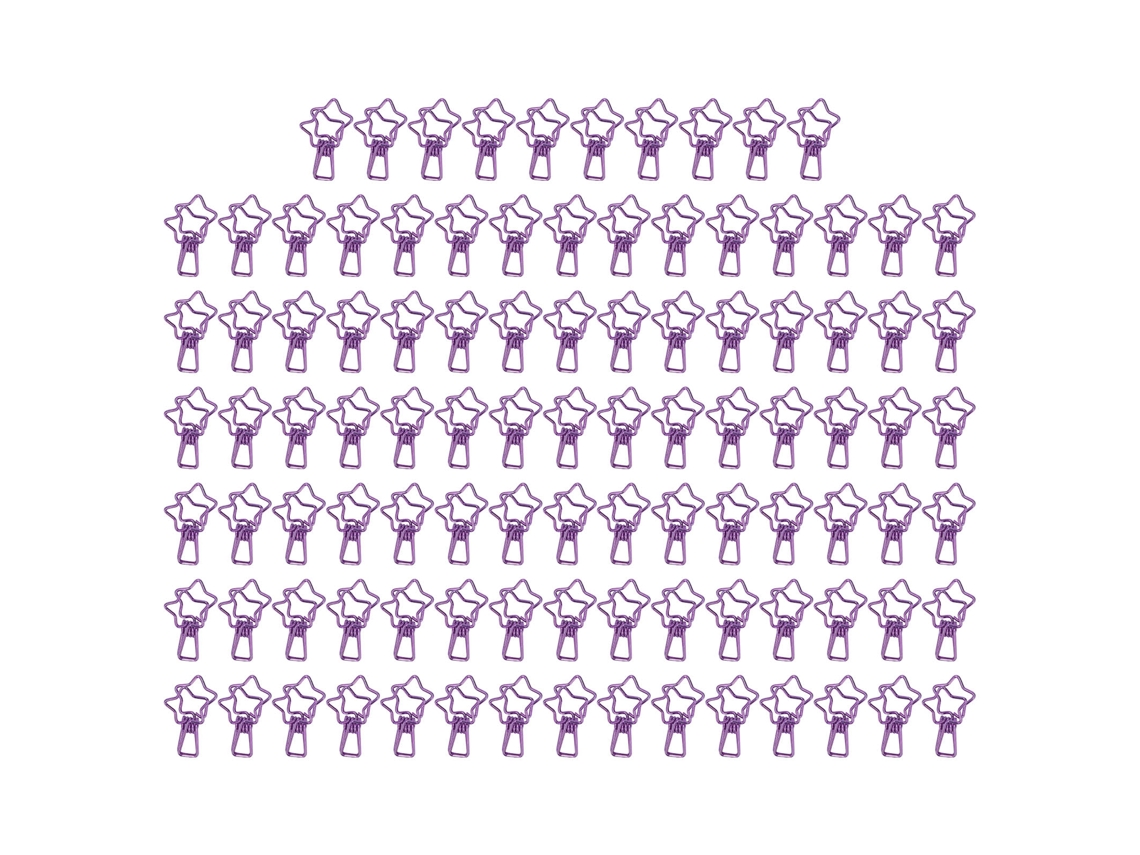 100 Pinzas De Carpenteria Estrella Cute Cartoon Hollow Fuerza De Sujeción Fuerte Clamps De Metal Para Oficina Cuentas Tickets Morado