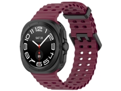 Pulsera de silicona con diseño de agujeros oceánicos para Samsung Galaxy Watch Ultra - Doble cierre y agujeros (47 mm) - Rojo vino