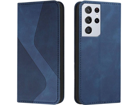Funda Samsung Galaxy S22 Ultra HFS-HOUSE Cuero Pu S Line (Azul)