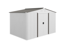 Caseta de jardín de 277x195x192 cm, caseta metálica exterior para guardar herramientas, color plata y gris.