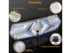 Bj-luces Solares Exteriores Com Sensor De Movimento Para Jardim, Pátio, Garagens E Balcões