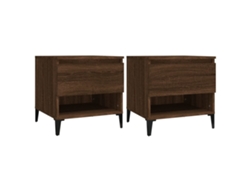 Conjunto de mesa auxiliar MAISON EXCLUSIVE, derivados de madera de roble, marrón, 50x46x50 cm