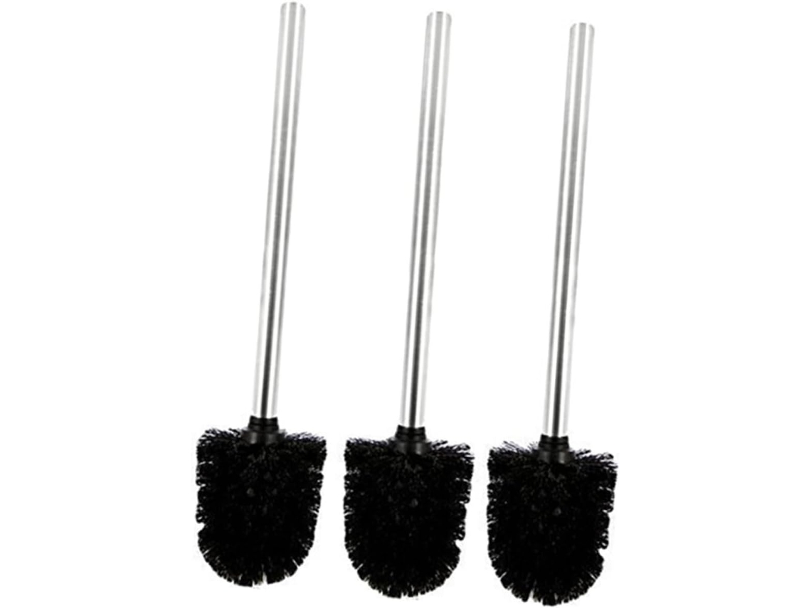 Juego De 4 Cepillos De Baño De Plástico Con Mangos De Acero Inoxidable Negro - Limpieza Profunda Sin
