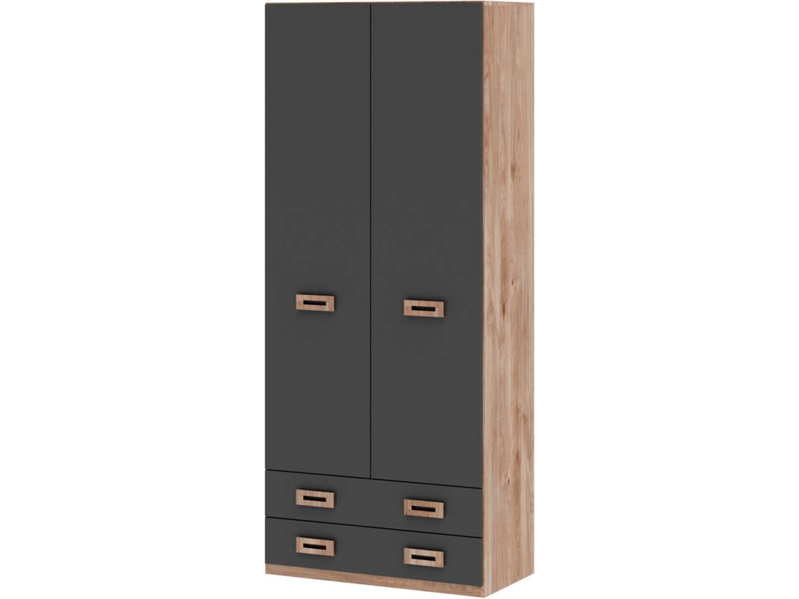 Armario MUEBLAM Roble Grafito Melamina (99x232x50 cm)