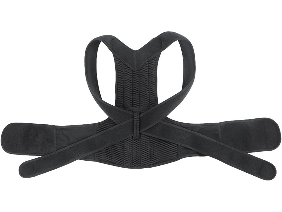 Cinturón Corrector De Espalda Y Postura Ajustable, Corsé Lumbar De Poliéster Negro