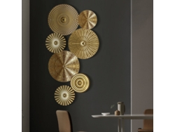 Adorno de pared redondo de metal dorado creativo y exquisito con forma de disco para inaugurar su hogar como regalo.