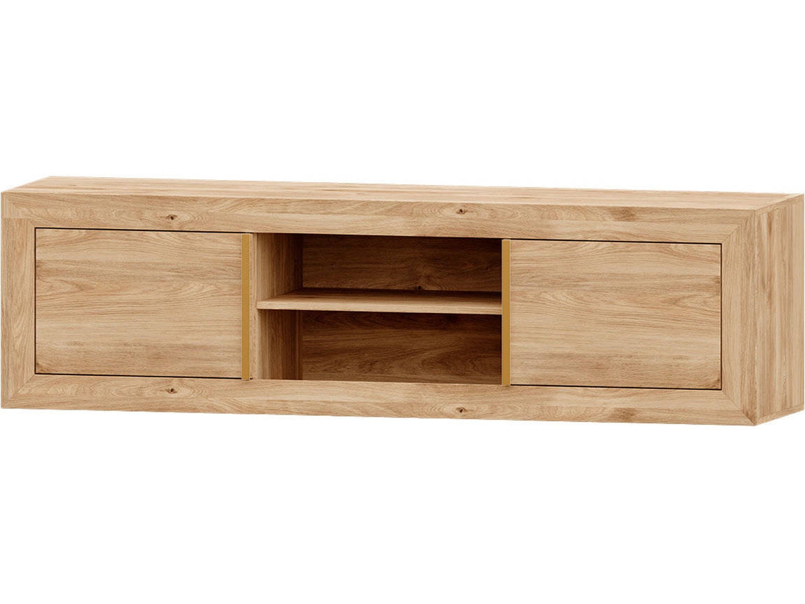 Mueble de TV MUEBLAM Niza (180x50x42 cm - Melamina - Roble y Dorado)