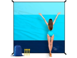 Manta de playa, sin arena, extragrande, 200 x 200 cm, a prueba de arena, suave, cómoda, material duradero, rayas anchas STELASPLEN