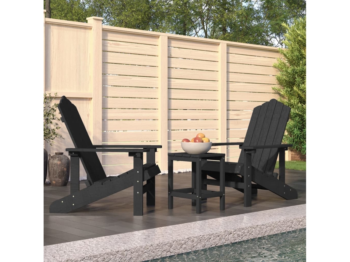 Sillas de jardín Adirondack con mesa de turba antracita, DKD Home Decor