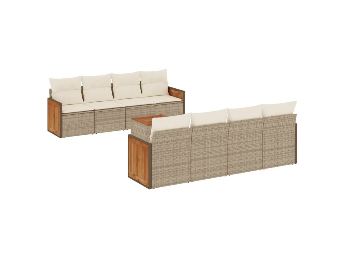 Maison Exclusive - Set De Sofás De Jardín 9 Pzas Con Cojines Ratán Sintético Beige