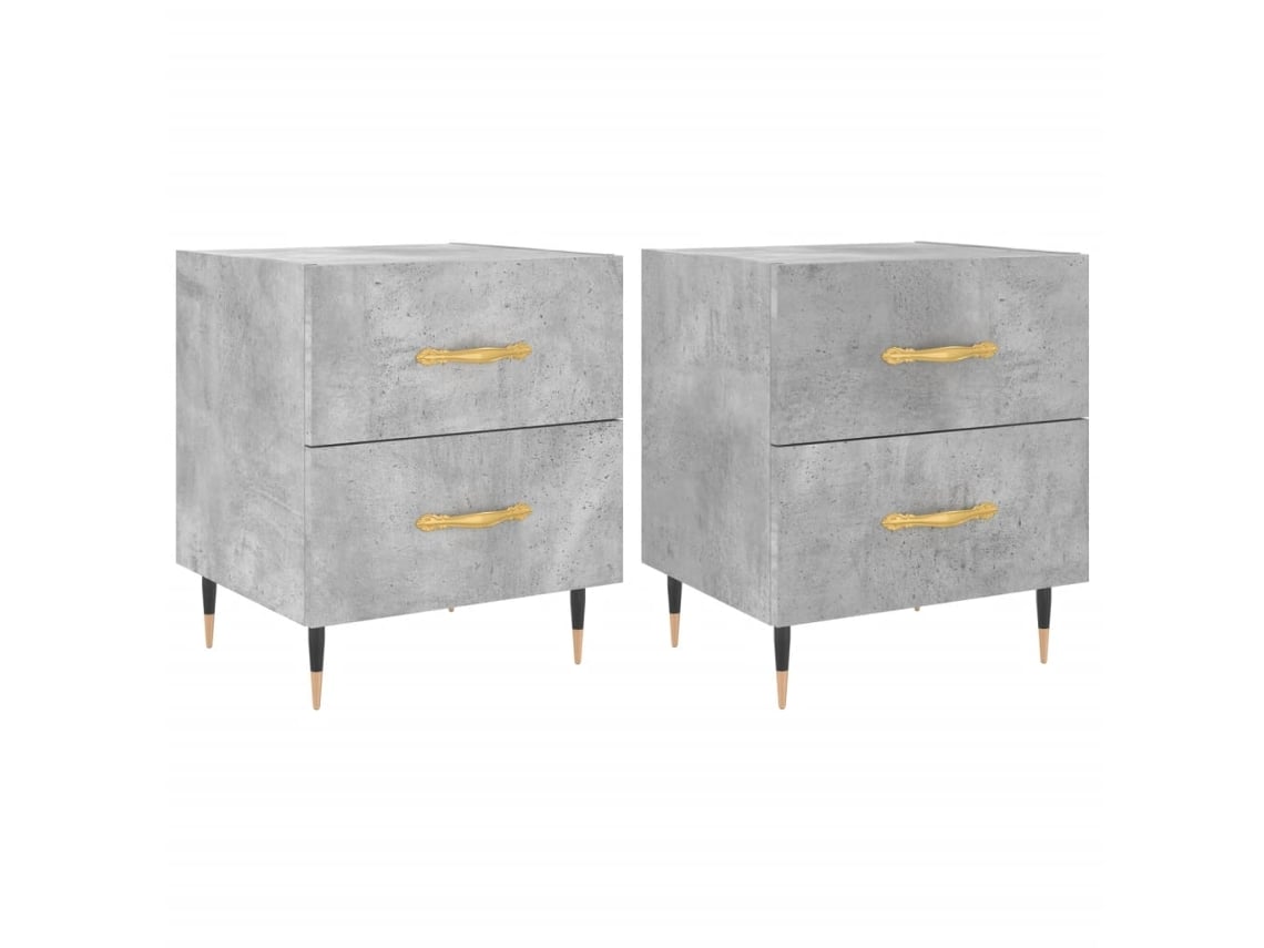 Juego de 2 mesitas de noche gris cemento MAISON EXCLUSIVE Derivados de madera 40x35x47,5 cm