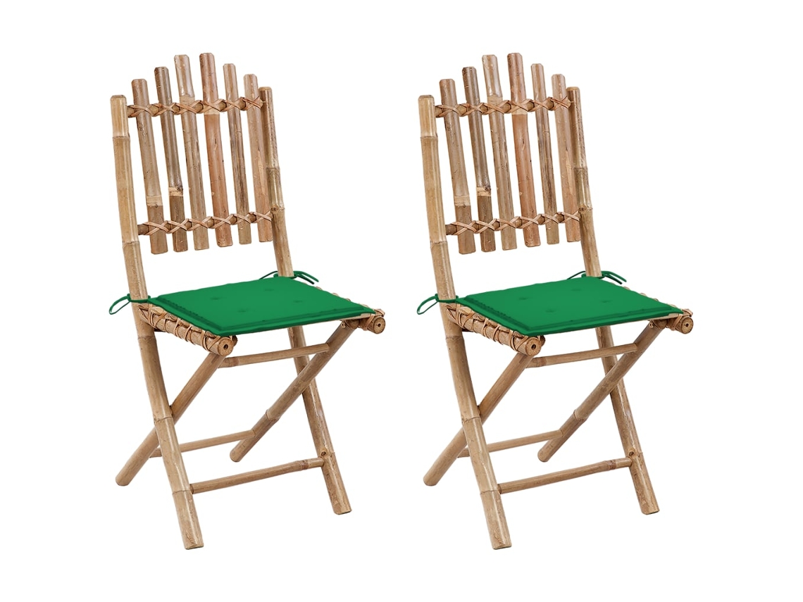 Sillas de jardín plegables de bambú DKD Home Decor con cojines, 2 unidades