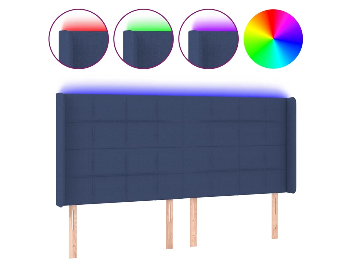 Maison Exclusive - Cabecero Con Led De Tela Azul 183x16x118/128 Cm