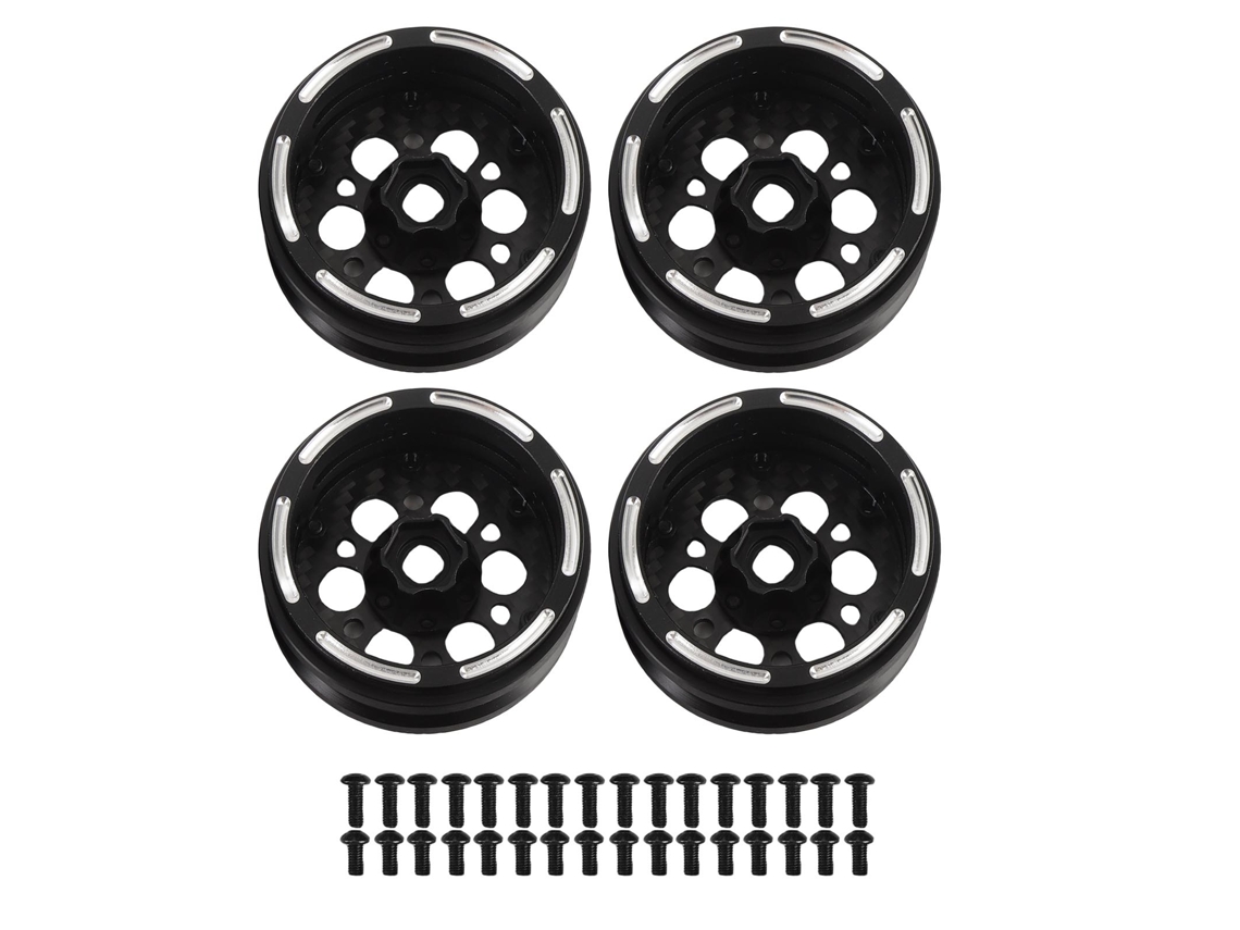 4 Bujes De Rueda Ligeros De Fibra De Carbono De 1.9" Para Scx10 D90 1/10 Rc (repuesto Con Tornillos)