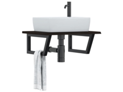 Estante De Lavabo De Pared De Acero Y Madera Maciza De Roble