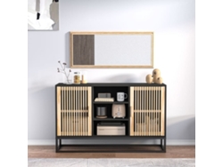 Aparador De Madera Contrachapada Negro 105x30x65 Cm