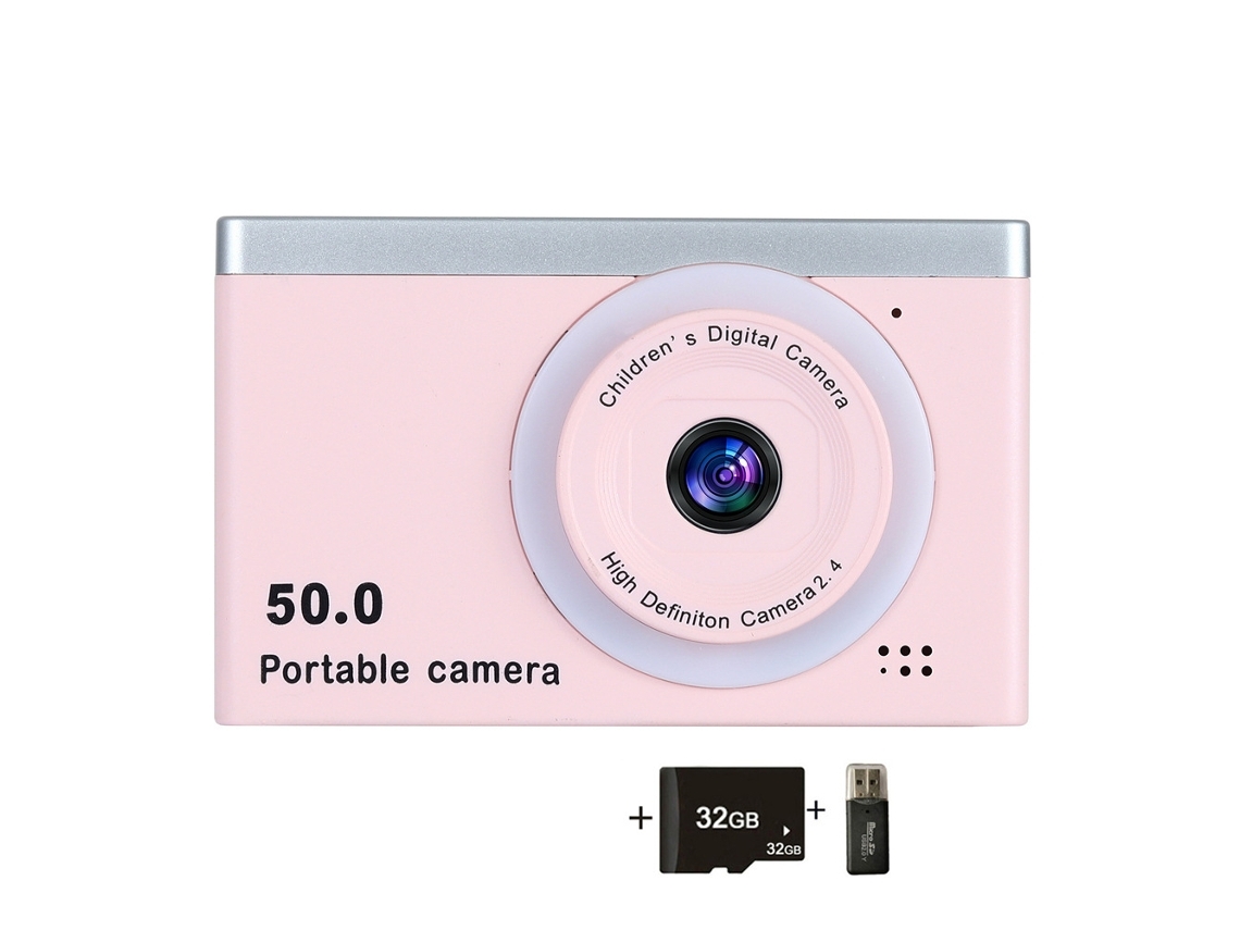 Cámara Digital Compacta De La Cámara 4k Hd Pantalla De 24 Pulgadas Con Rosa De Luz 32g De Suficiencia Veanxin