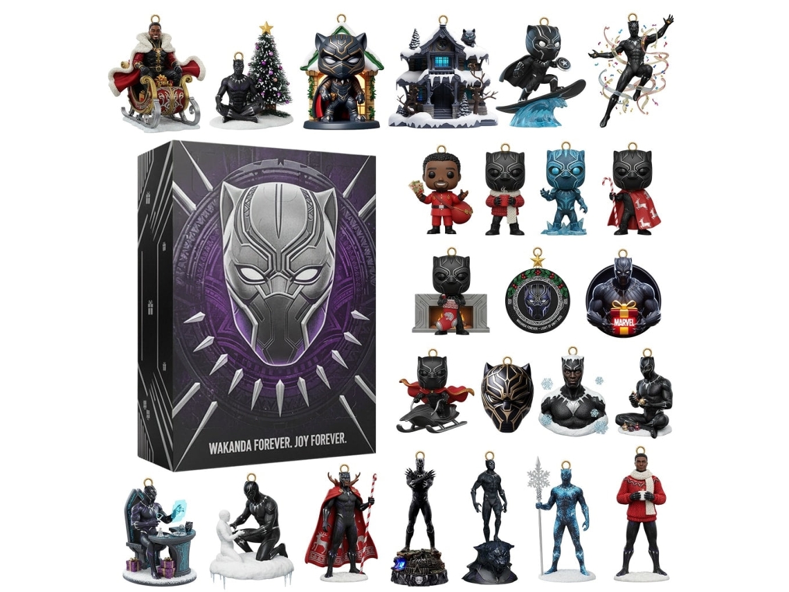 Figuras acrílicas 2D de Black Panther Wakanda Forever Calendario de Adviento navideño Jortmrd
