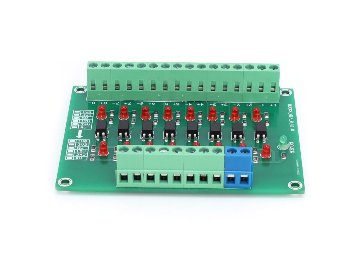 Módulo De Aislamiento Óptico 8 Canales Conversor De Señal Plc 20khz 12v A 3.3v Placa Optoacoplador