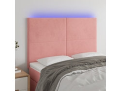 Cabecero Con Luces Led Terciopelo Rosa 144x5x118/128 Cm