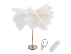 Rebe-lámpara De Mesa Con Plumas De Avestruz Luz Nocturna Luz De Dormitorio Decorativa Para Habitación Boda Blanco Plug Ee.uu. 110v