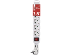 EMOS Cable Regleta 1,5M 5 Tomas Enchufes Giratorios 45º IP20 Blanco