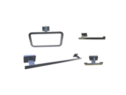 Pack de 4 accesorios de baño en acabado antracita mate, fabricados en acero inoxidable Kibath