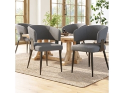 Silla Comedor 4 Piezas - Estilo Ergonómico, Respaldo Curvado - Gris