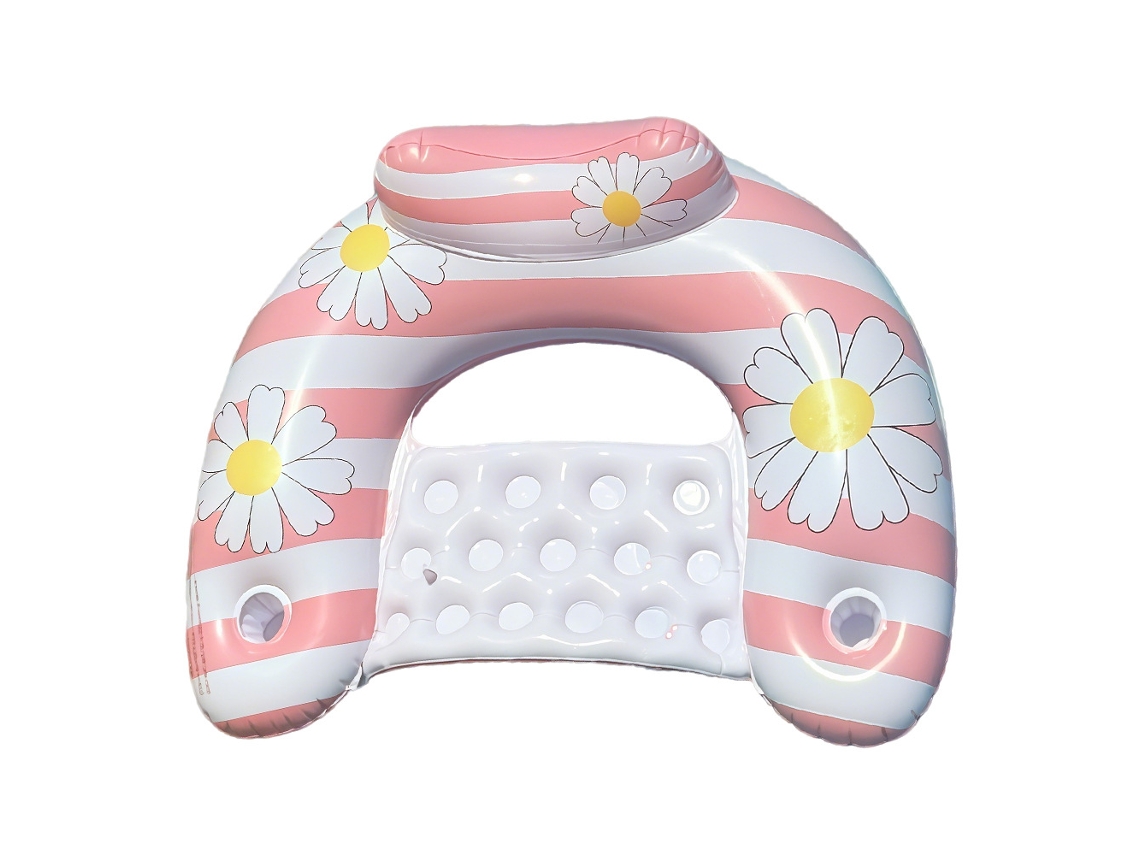 Silla Inflable Para Piscina Con Portavasos Y Respaldo Juguete Para Fiestas En La Piscina Con Forma De Margarita Siurn