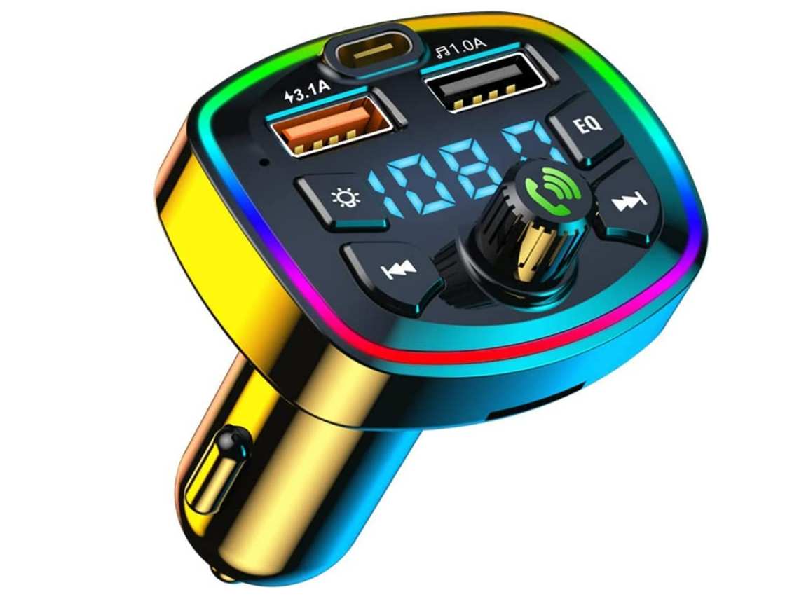 Transmisor FM Bluetooth para automóvil - Adaptador Bluetooth para coche,  transmisor de radio, cargador de coche USB dual, reproductor de música MP3