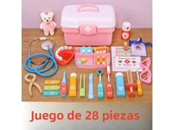 Juego de medicina de madera para niños con simulación de casa de médico y enfermera (28 piezas)