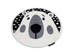 Alfombra Infantil Moderna Joy Circulo Teddy Oso, Para Niños - Estructura Dos Niveles de Vellón Crema/Negro (circulo 120 cm)