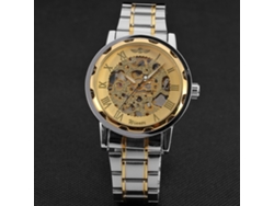 Reloj Mecánico Hombre Resistente Al Agua Correa Acero Hueco Winner Oro