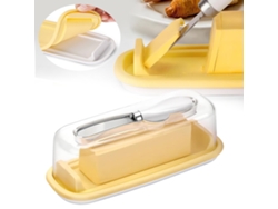 Mantequera con tapa para mantener la mantequilla fresca y fácil de agarrar y almacenar. Transparente.
