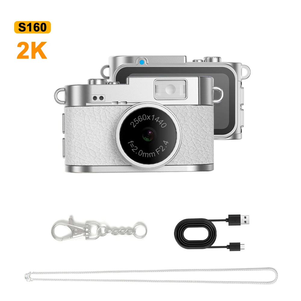 Mini Cámara Digital Retro (blanca, 128 Gb), Resolución De Pantalla 2k, Cámara Decorativa Portátil